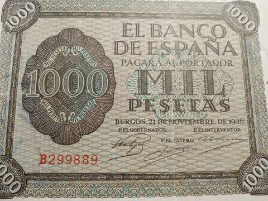 Billete de 1.000 pesetas acuñado en 1936