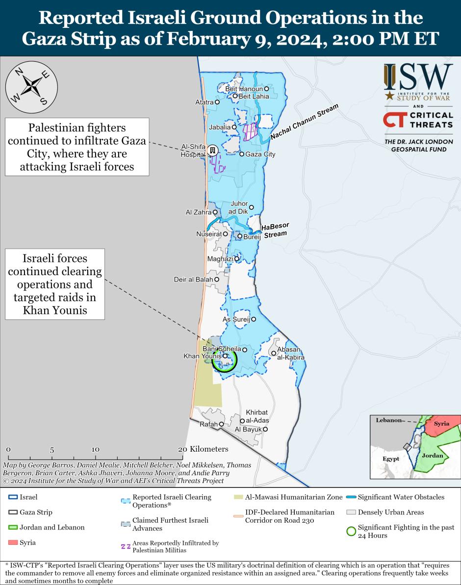Estado actual de los avances israelíes (color azul) en Gaza