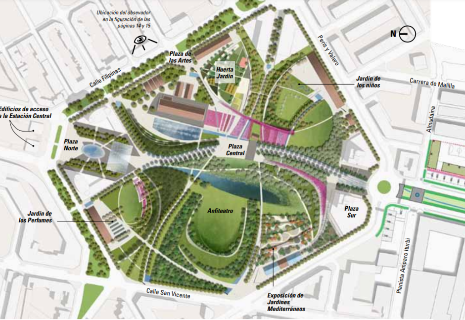 Uno de los planos del proyecto de Parque Central Valencia