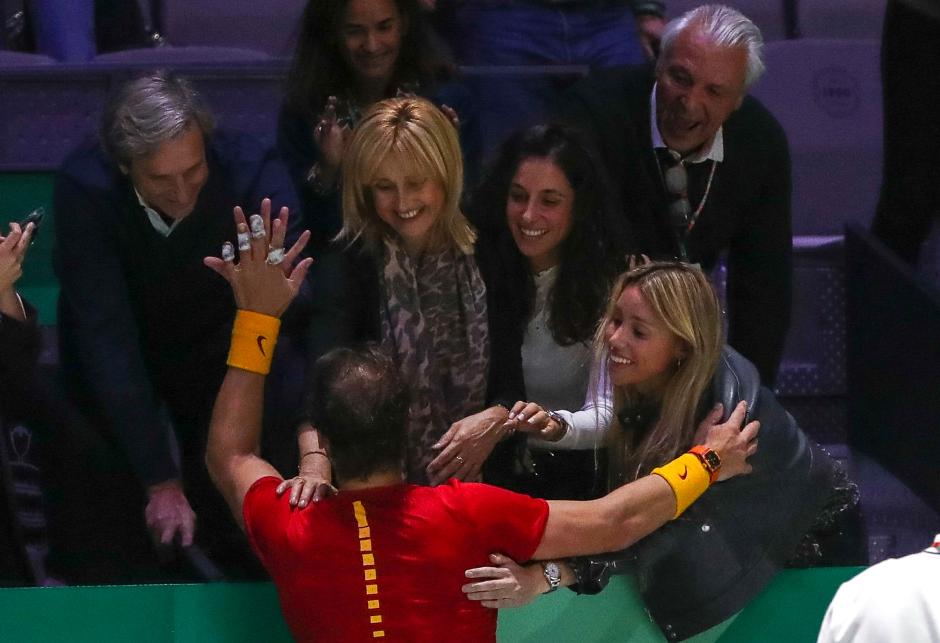 Rafael Nadal of Spain during 2019 Davis Cup Final on November 24, 2019 in Madrid, Spain.
pictured: Toni Nadal, Ana Maria Parera , Maria Isabel Nadal and Maria Francisca Xisca Perello