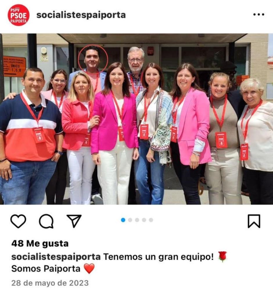 Zamora, junto al resto de apoderados del PSOE y la alcaldesa de Paiporta