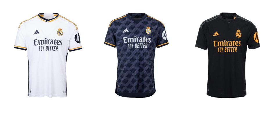 Las tres camisetas del Real Madrid para la temporada 23/24