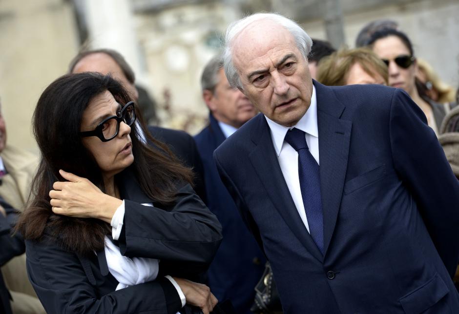 Francoise Bettencourt-Meyers and her husband Jean-Pierre Meyers attending the funeral of Franco-Chinese painter Zao Wou-Ki who died aged 93, at the Montparnasse cemetery, in Paris, France, on April 16, 2013.
Funeral of Franco-Chinese painter Zao Wou-Ki - Paris, France - 16 Apr 2013