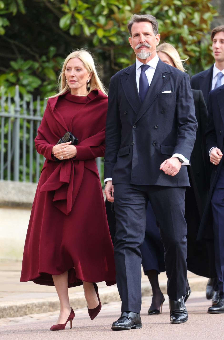 Crown Princess Marie Chantal of Greece and Crown Prince Pavlos of Greece attending annual funeral of Constantine of Greece in WindsorCastle, Berkshire on  February 27, 2024