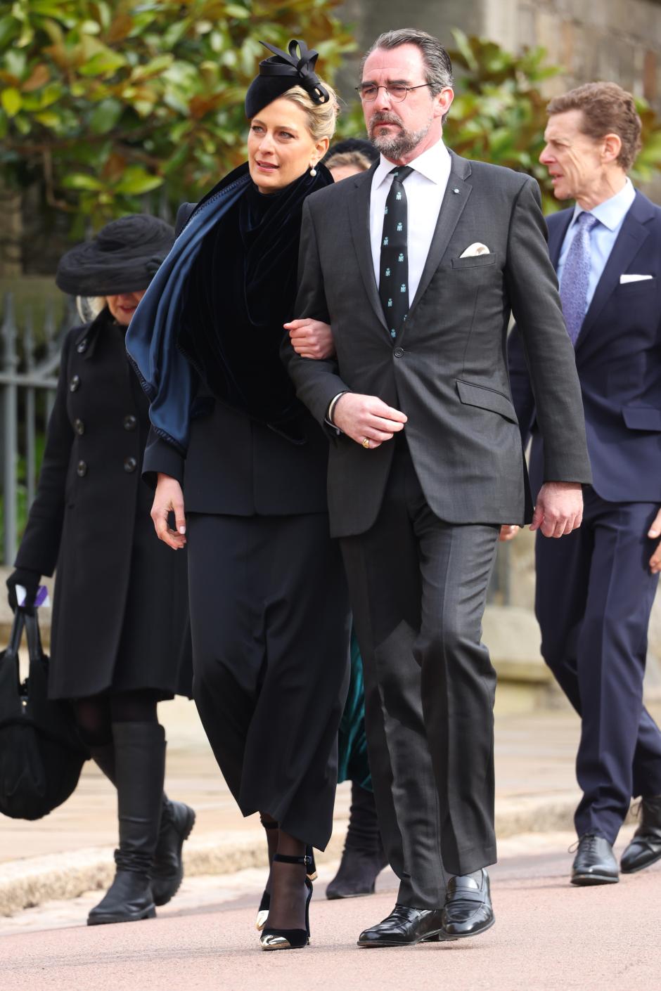 Princess Tatiana of Greece and Prince Nikolaos of Greece attending annual funeral of Constantine of Greece in WindsorCastle, Berkshire on  February 27, 2024