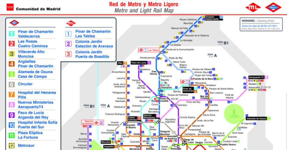 Plano Metro Madrid 2024