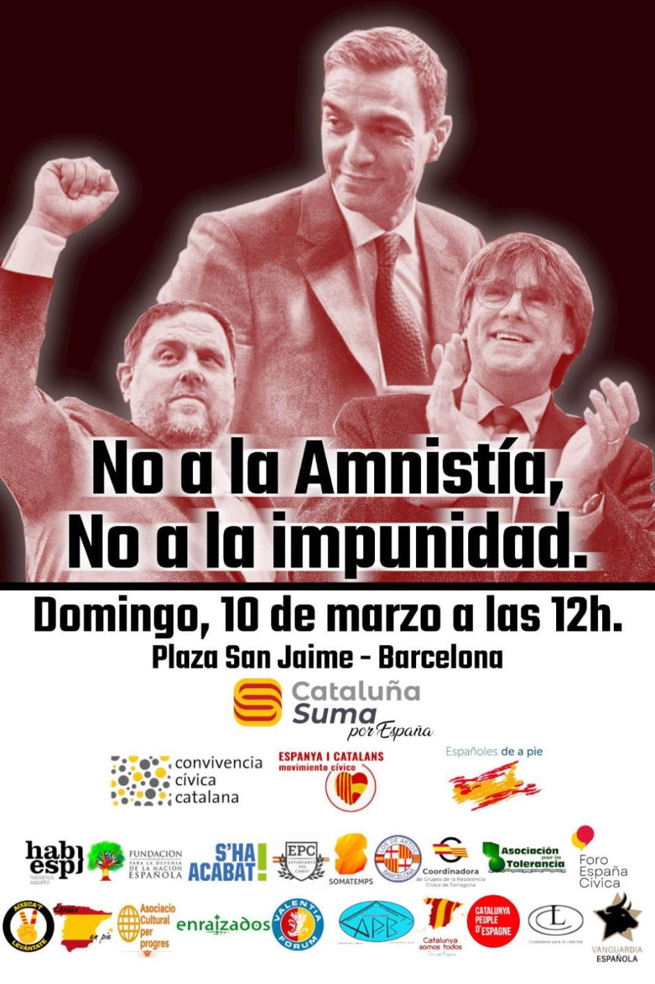Cartel de la convocatoria de este domingo en Barcelona
