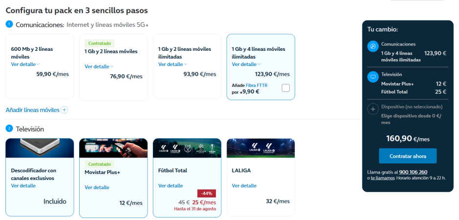 Los precios por ver fútbol con Movistar pueden llegar a 180 euros