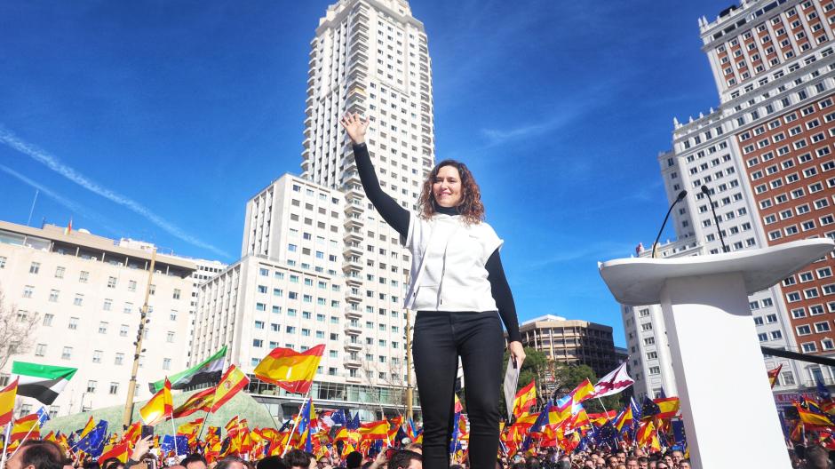 Isabel Díaz Ayuso en una de las manifestaciones contra la amnistía