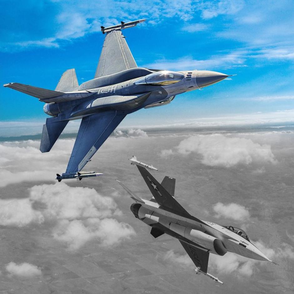 Espectacular imagen de dos F-16 Falcon en vuelo