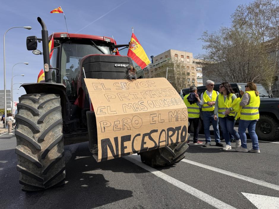 Un tractor durante la protesta