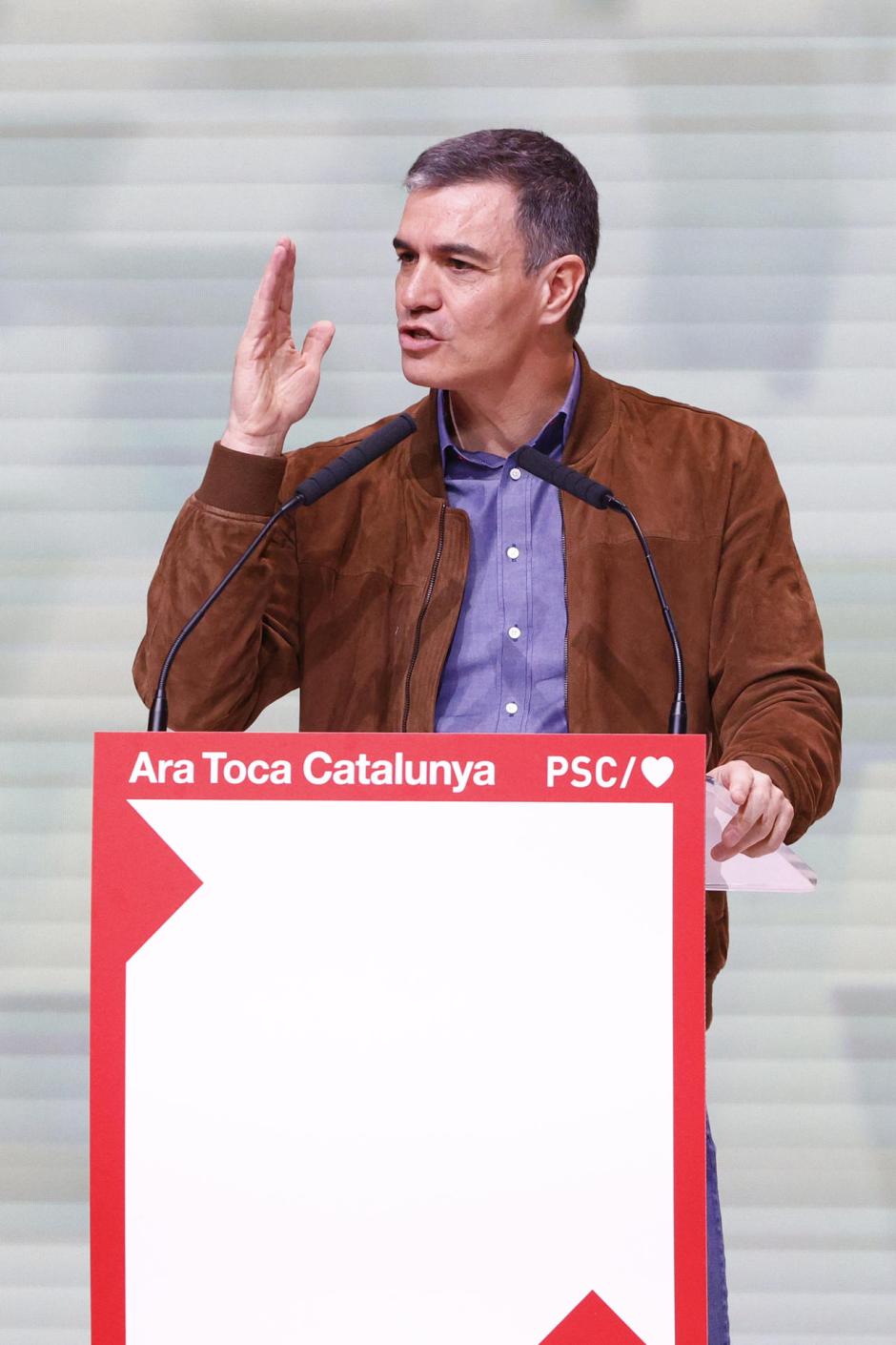 El presidente del Gobierno, Pedro Sánchez, durante su intervención en la clausura del XV Congreso de los socialistas catalanes