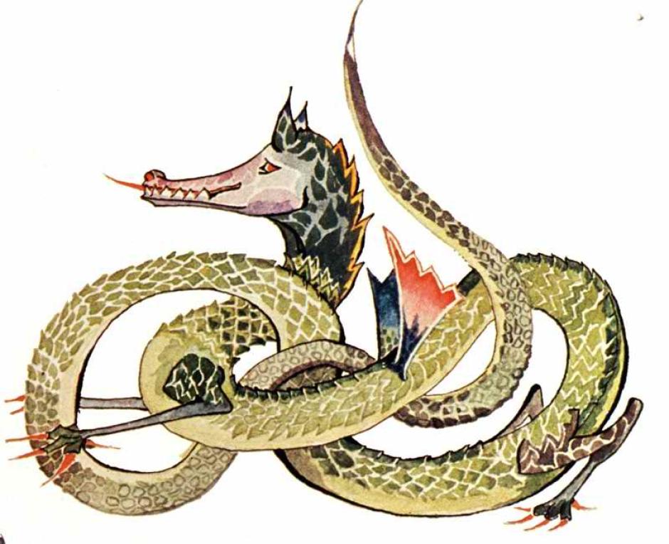Ilustración de un dragón realizada por el propio J.R.R. Tolkien