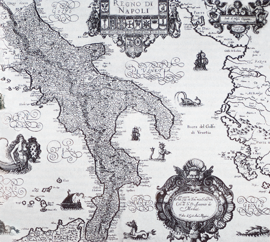 Mapa del Reino de Nápoles de Giovanni Antonio Magini ( siglo XVII )