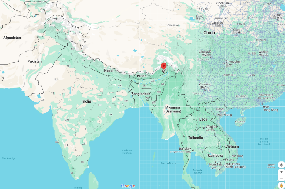Posición en el mapa de Arunachal Pradesh, India