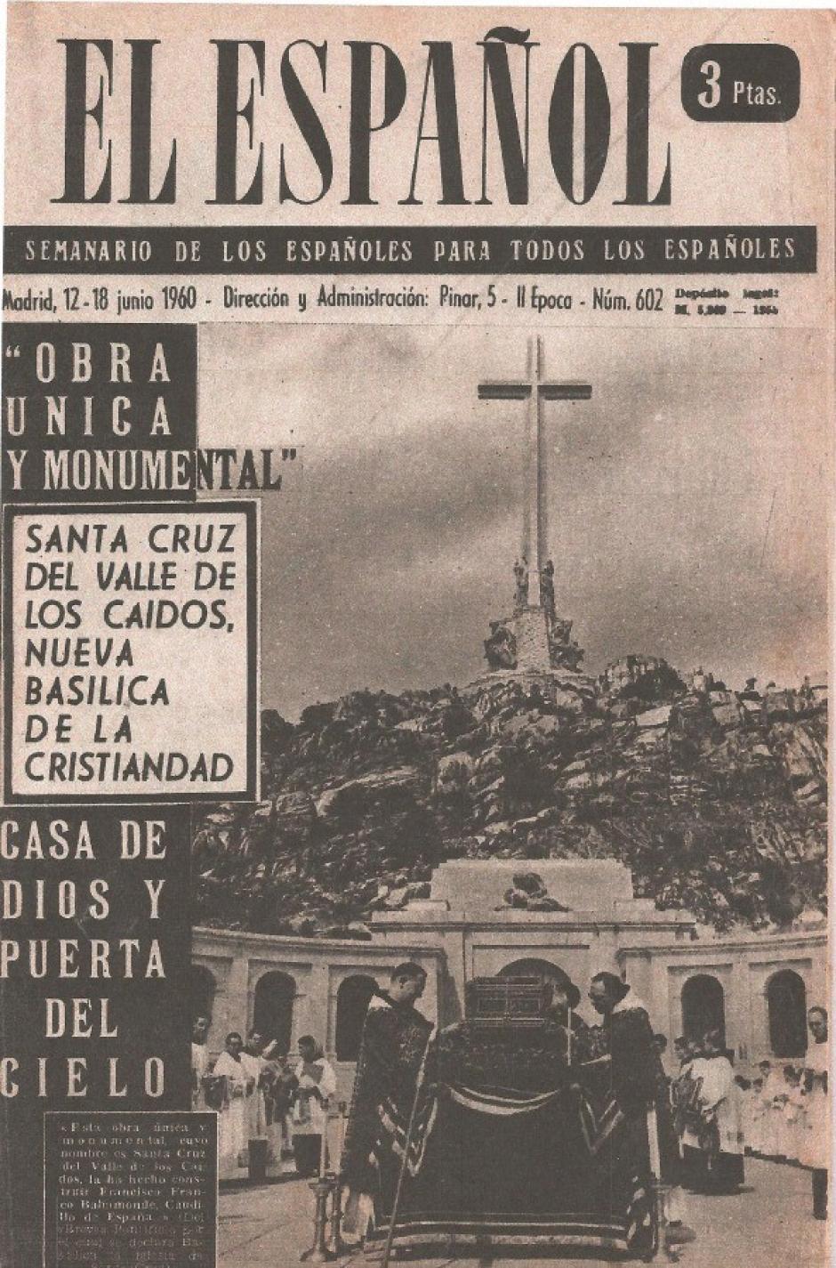 La portada que "El Español" le dedicó a la inauguración del conjunto monumental en 1959