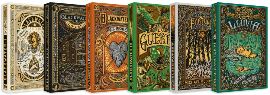 Conjunto de los libros que conforman la saga Blackwater