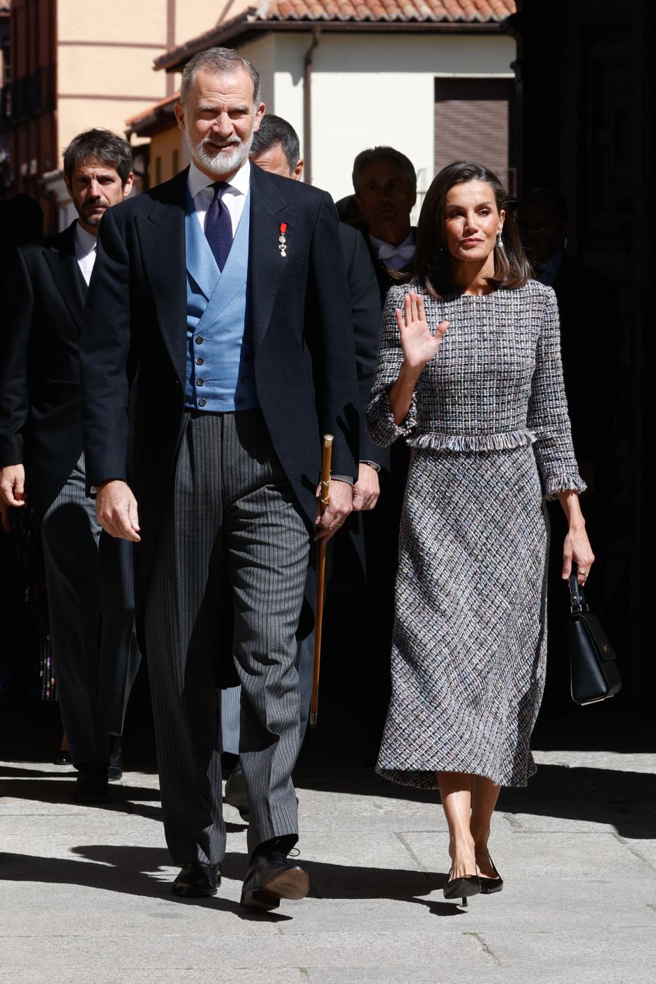 Spanish King Felipe and Quee Letizia during Miguel de Cervantes awards in Madrid on Tuesday, 23 April 2024.