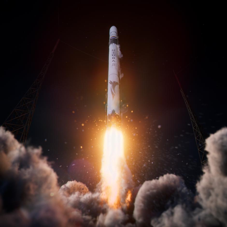 Recreación del lanzamiento del cohete Miura 5 de PLD Space