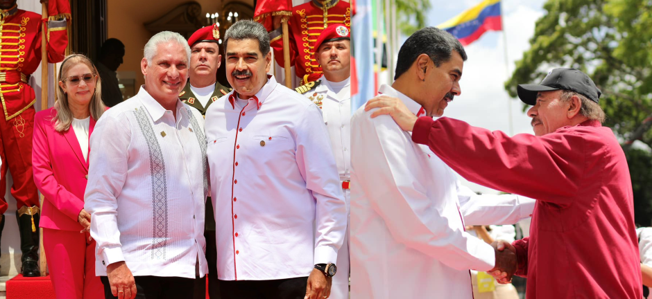 Nicolás Maduro recibe a Miguel Díaz Canel y a Daniel Ortega en Caracas