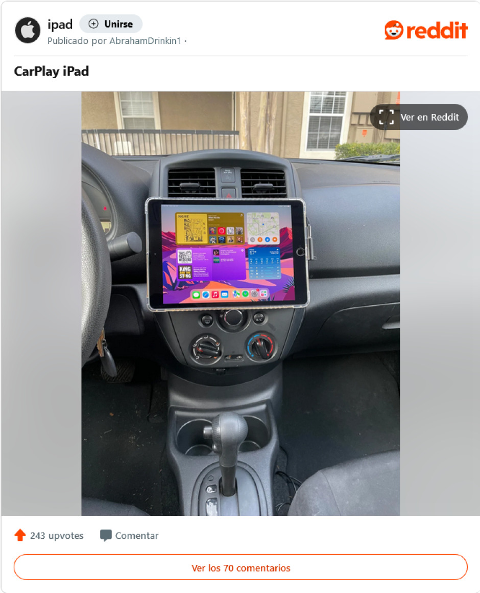 iPad instalado en un coche