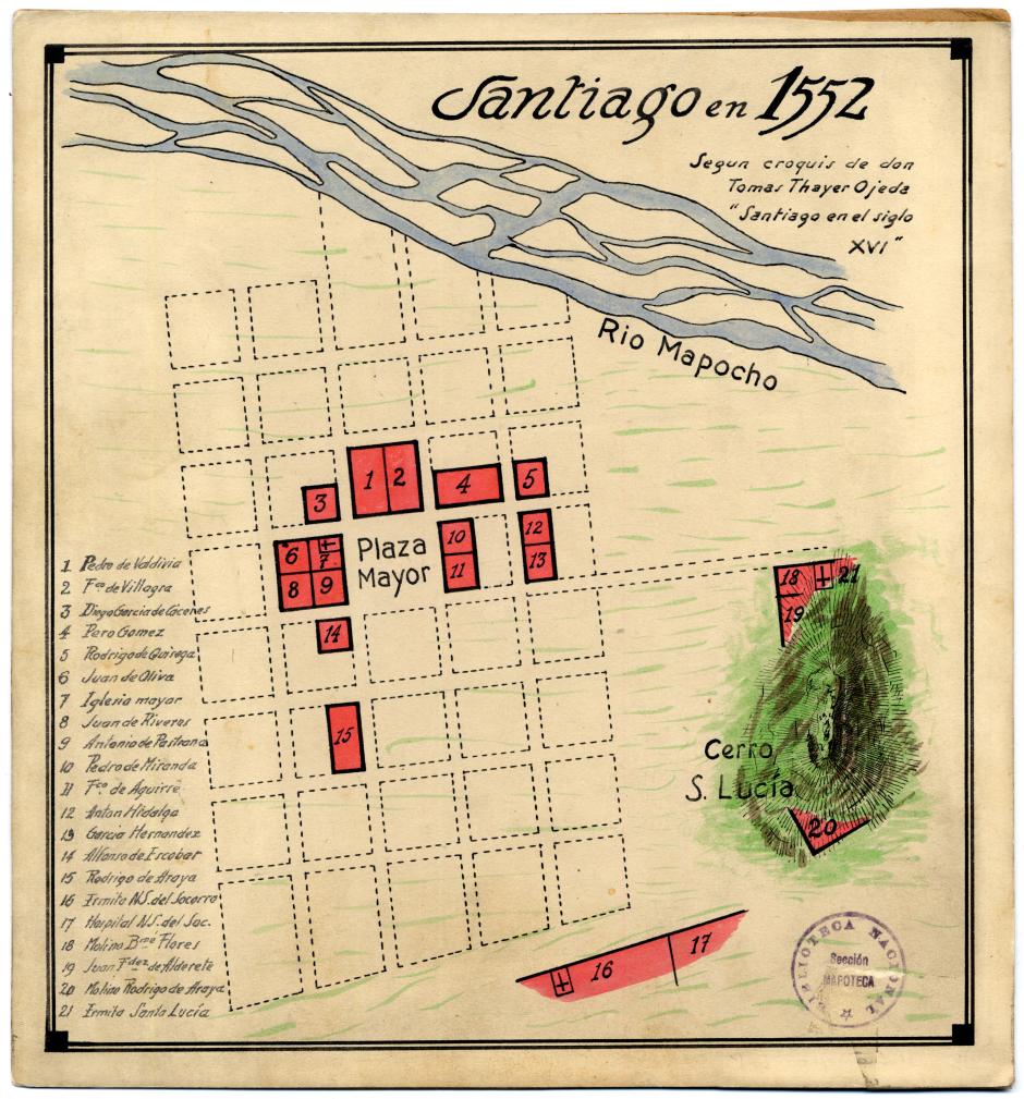 Mapa de Santiago en 1552