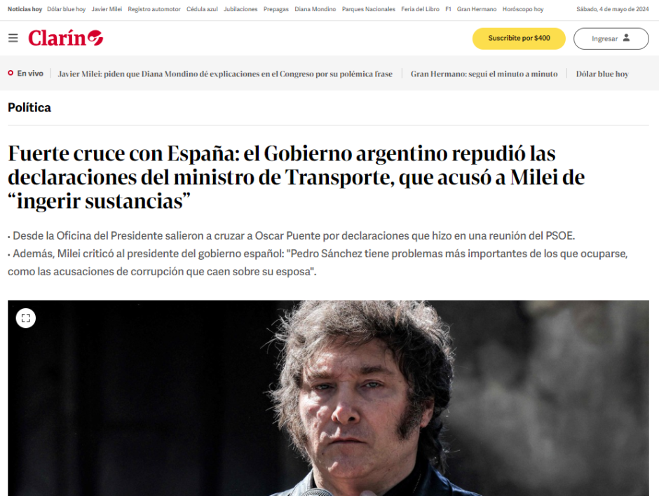 Este diario cuenta además que Félix Bolaños no quiso recibir a su homólogo argentino cuando este estuvo de visita en España. Cabe recordar que Sánchez nunca felicitó a Milei por su victoria electoral