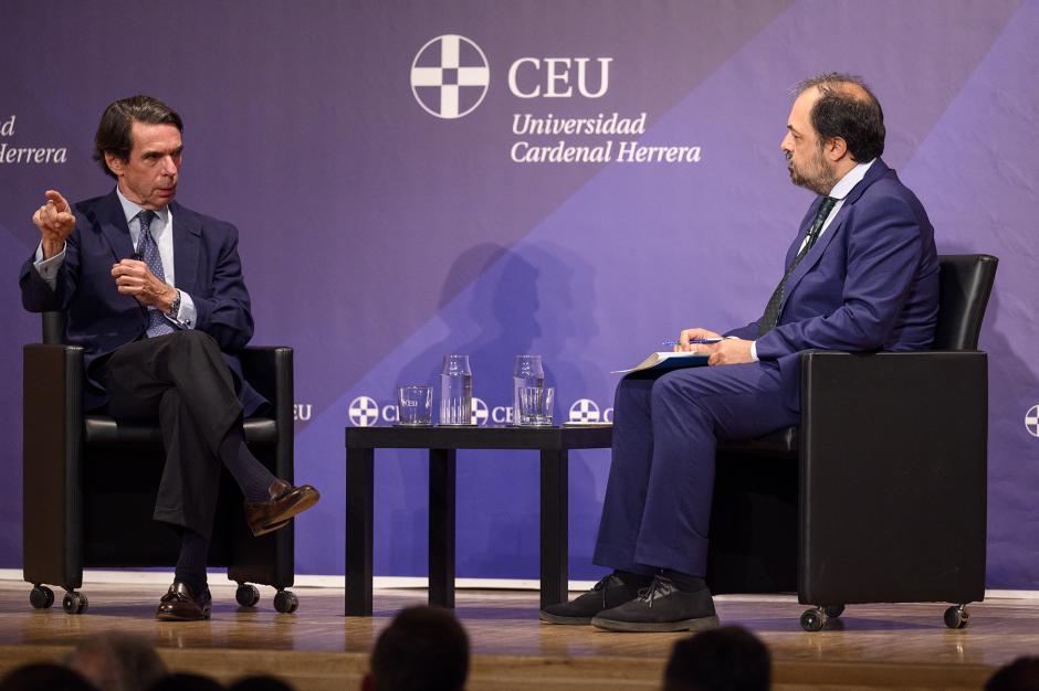 José María Aznar, durante su intervención en las jornadas organizadas por la CEU UCH