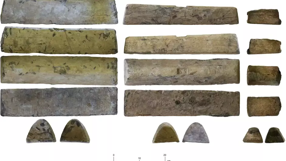 Lingotes de plomo analizados por los arqueólogos