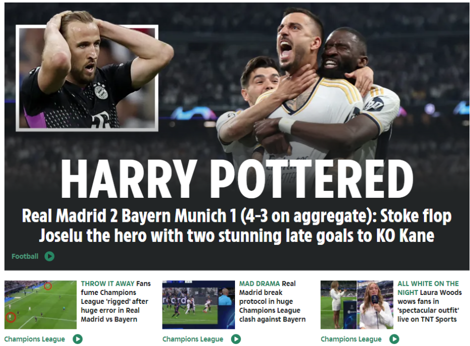 The Sun hace hincapié en el 'gafe' de Harry Kane y también comenta la jugada de la polémica aunque sin entrar a valorarla