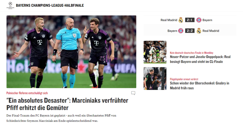 Kicker abre su web con las declaraciones de De Light, quien considera un "absoluto desastre" la decisión de Szymon Marciniak al pitar antes de tiempo un fuera de juego