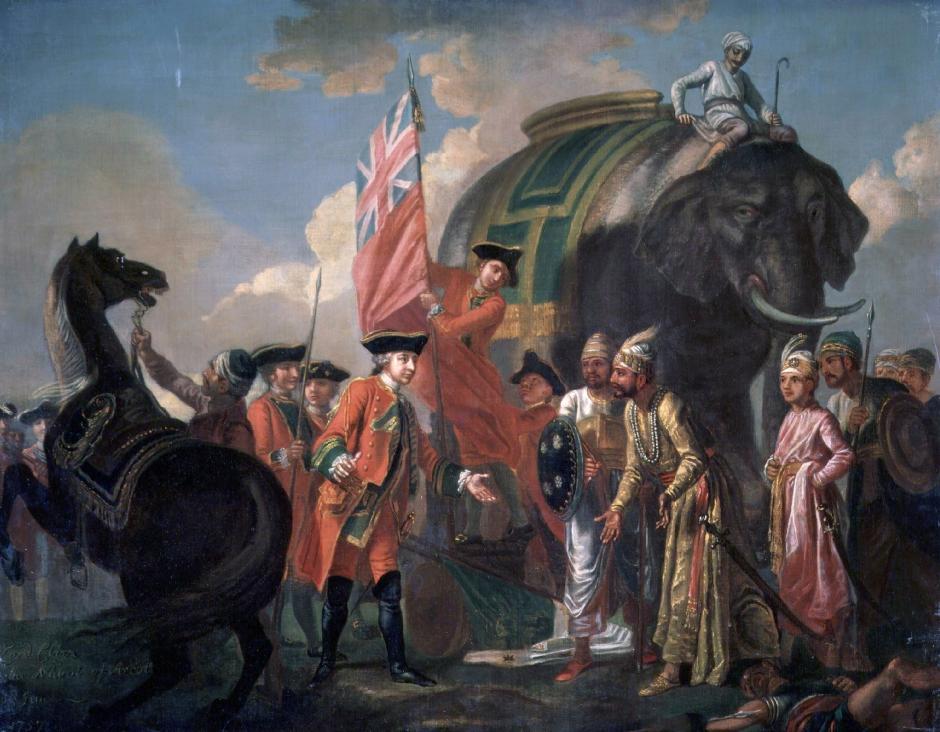 Reunión de Lord Clive con Mir Jafar tras la batalla de Plassey por Francis Hayman