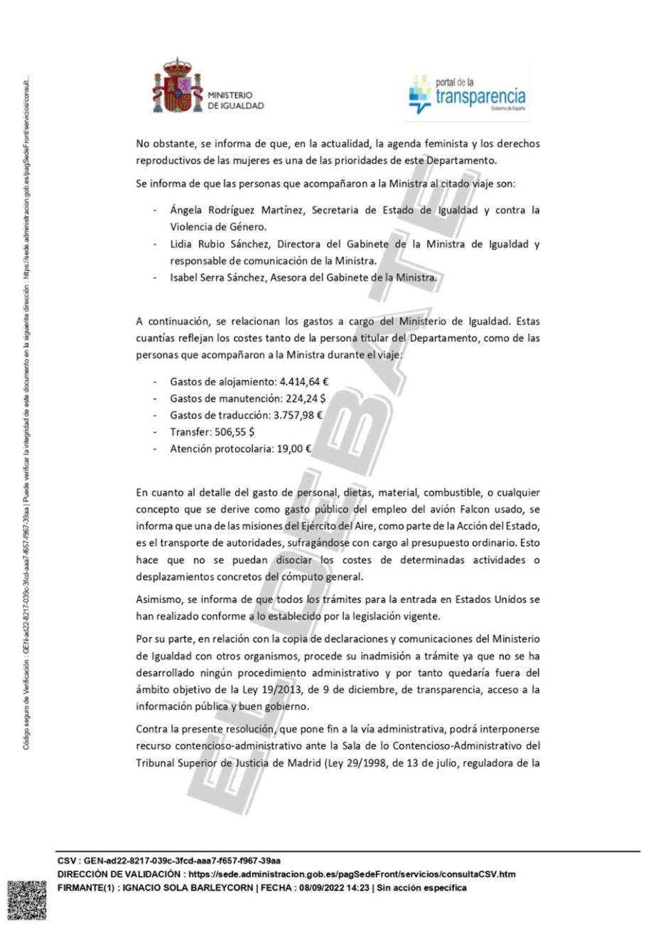 Documento del Portal de Transparencia