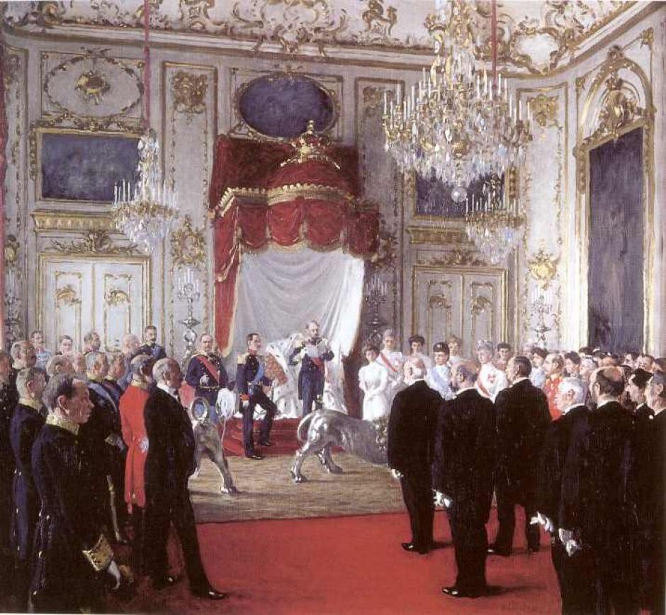 Una delegación del Parlamento noruego es recibida el 20 de noviembre de 1905 en Amalienborg