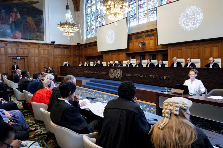 Vista general de la sala de audiencias de la CIJ durante el caso de Sudáfrica contra Israel por la guerra en Gaza