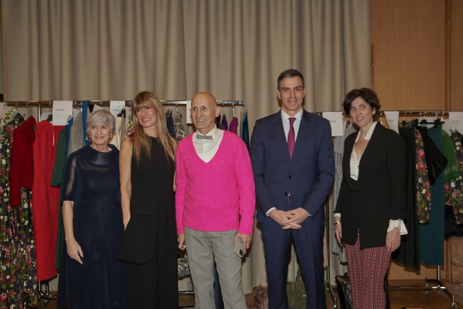 Spanish President Pedro Sanchez with designer Modesto Lomba in Madrid  during a Modesto Lomba event on Tuesday, 13 February 2024