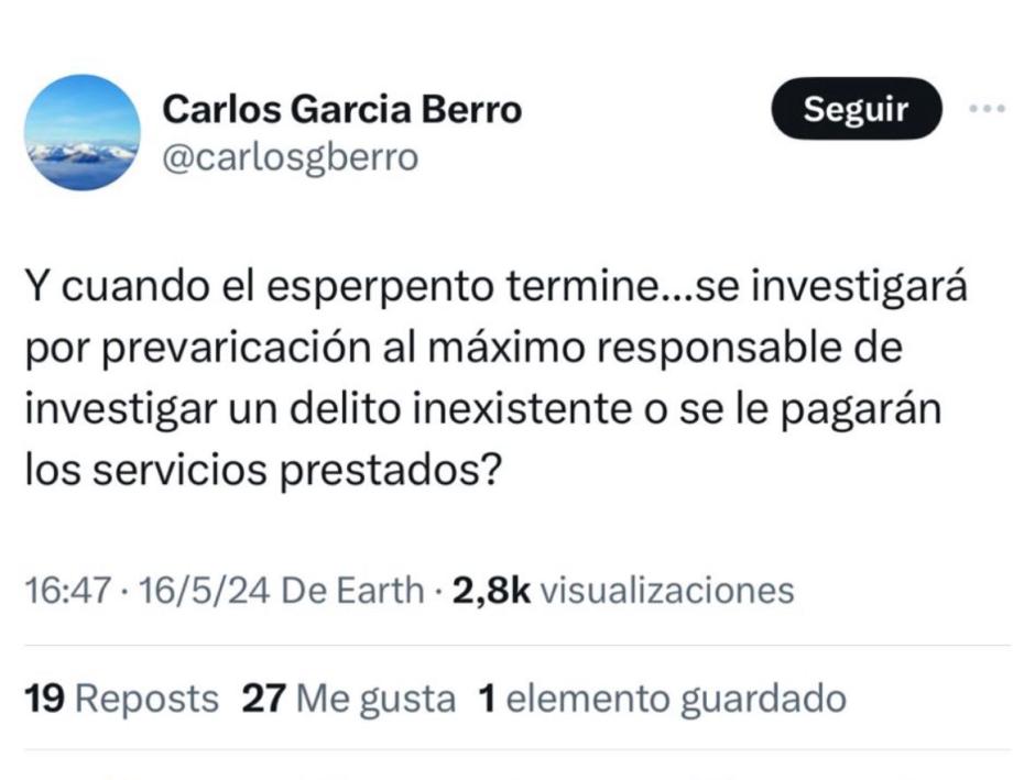 Perfil del fiscal Carlos García-Berro en la red social X