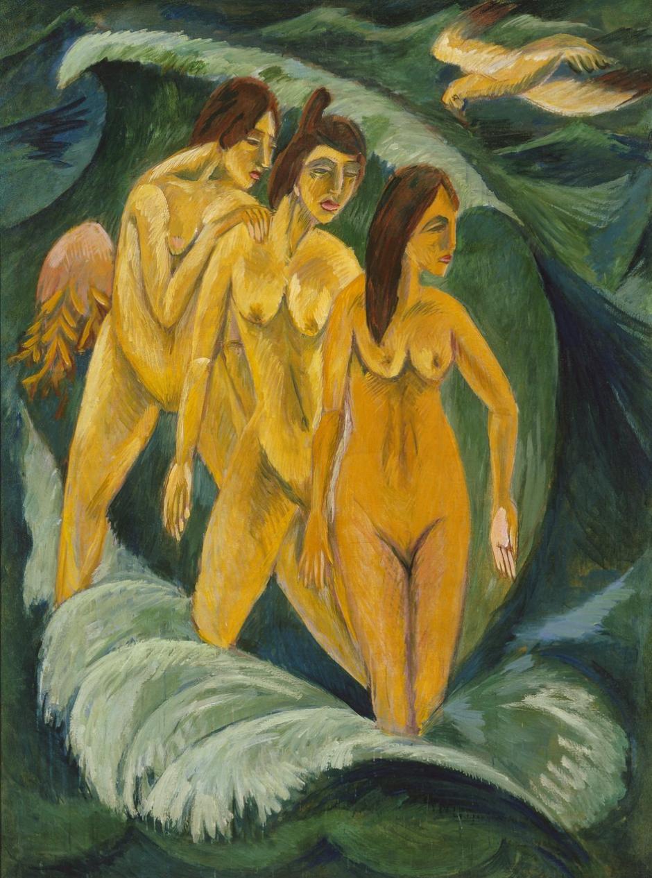 Tres bañistas. Obra de Ernst Ludwig Kirchner