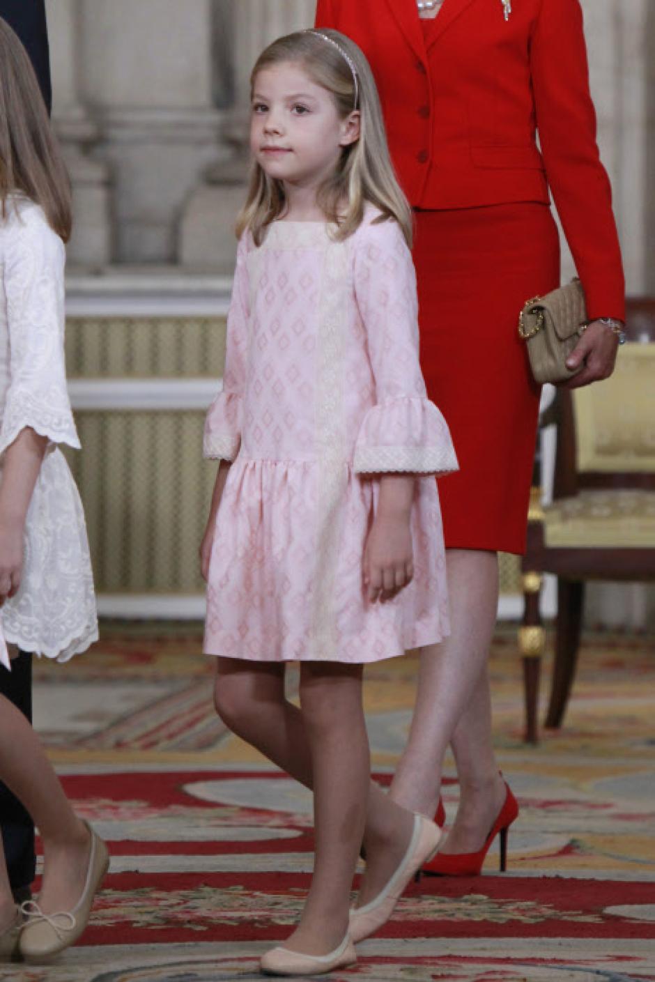 Princess Sofia of Borbon Ortiz during  the signing of the abdication law of Spain King Juan Carlos at the Royal Palace of Madrid on Wednesday 18th June 2014
Pictured dressed signature " Nanos "