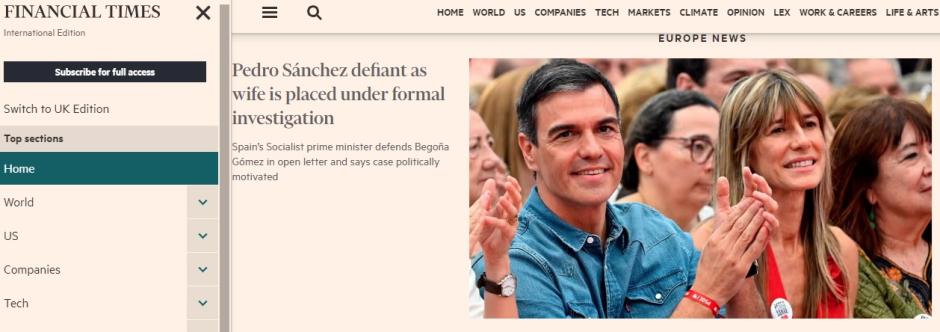 El Caso Begoña en el Financial Times