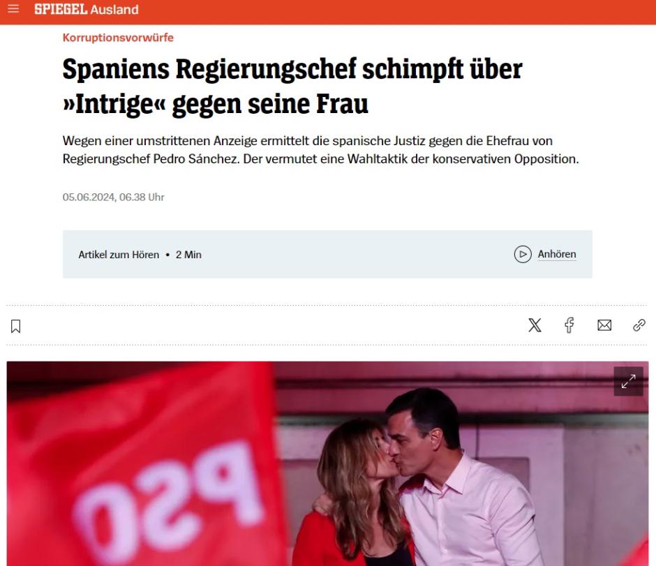 El alemán Spiegel también informó del Caso Begoña