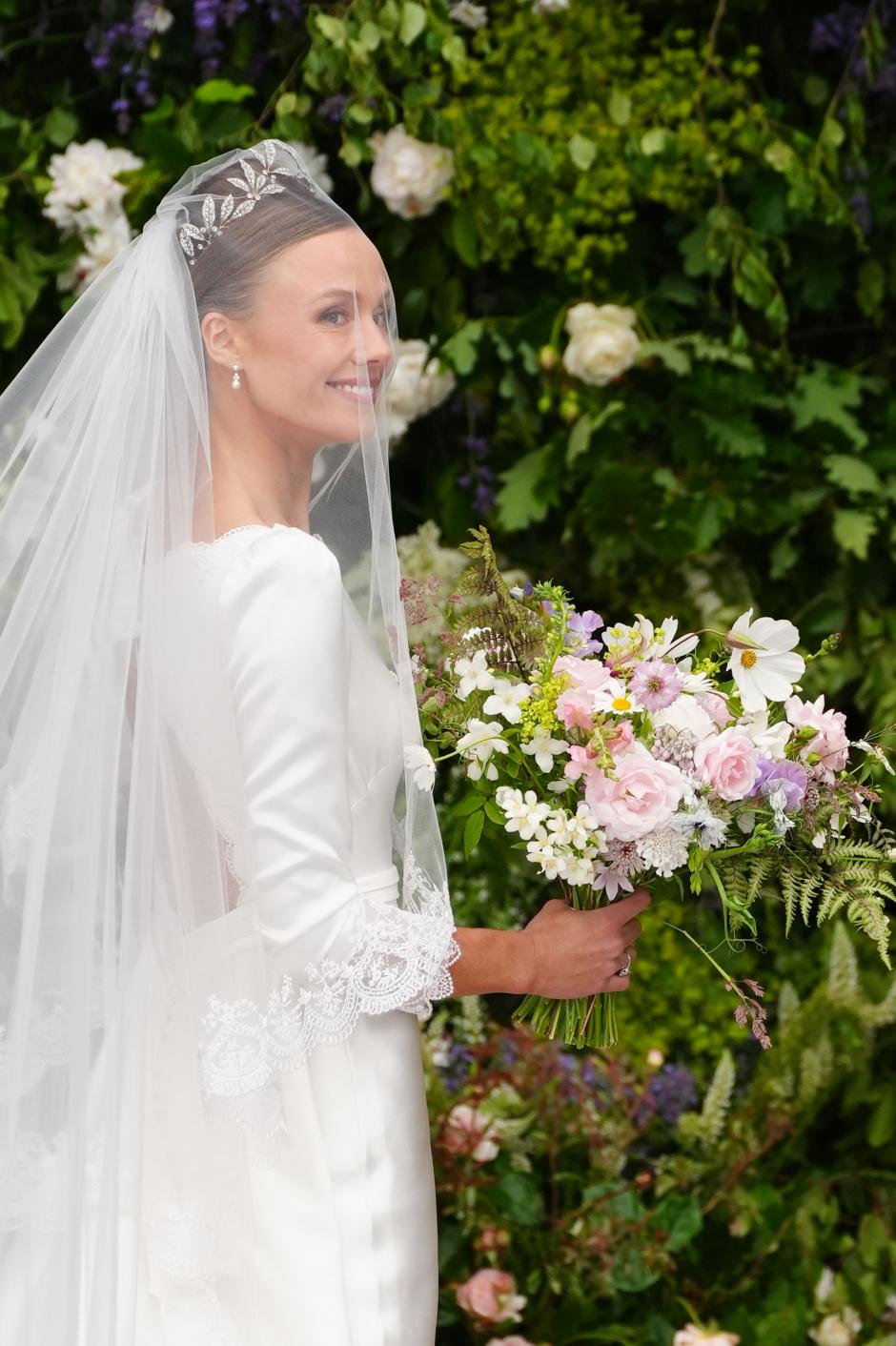 Olivia Henson arrives for her wedding to Hugh Grosvenor, the Duke of Westminster at Chester Cathedral. Picture date: Friday June 7, 2024.