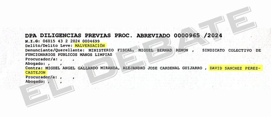 Apertura de diligencias a David Sánchez Pérez-Castejón