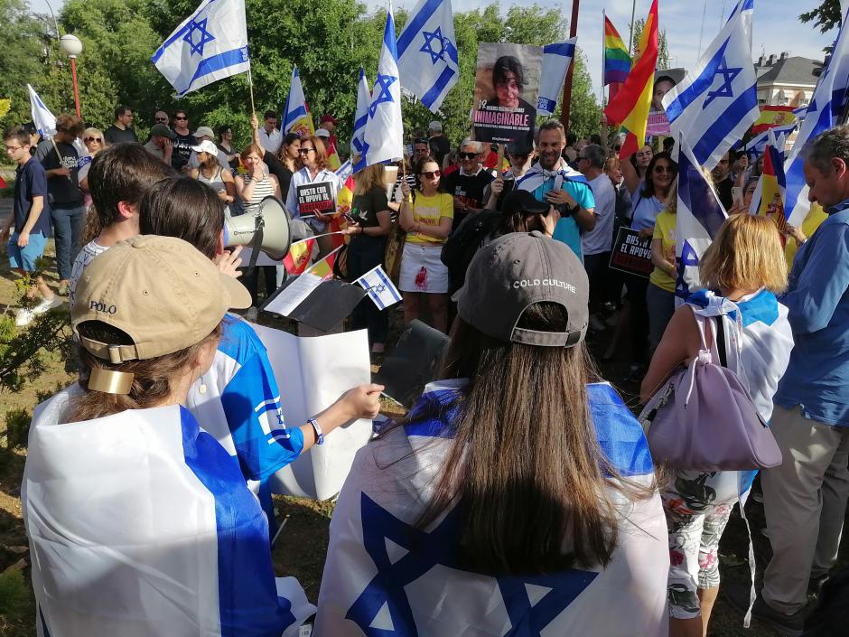 Manifestaciones por los rehenes y contra el antisemitismo frente a la Moncloa, el pasado mes de mayo