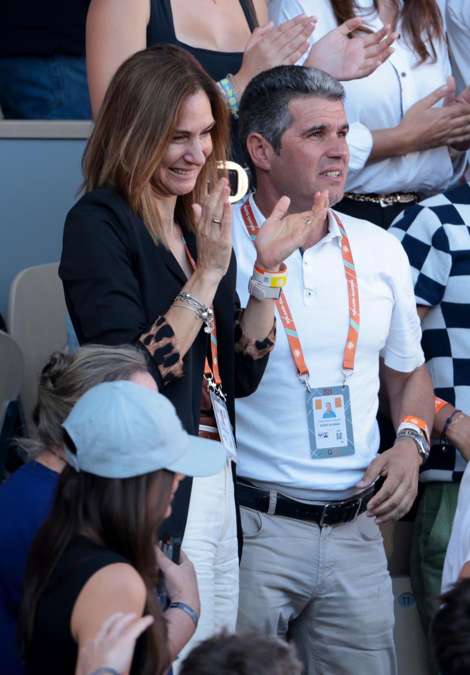 Virginia Garfia Escandon and Carlos Alcaraz Gonzalez, parents of Carlos Alcaraz of Spain celebrate after the victory in the men's final against Alexander Zverev of Germany on day 15 of the 2024 French Open, Roland-Garros 2024, Grand Slam tennis tournament on June 9, 2024 at Roland-Garros stadium in Paris, France - Photo Jean Catuffe / DPPI
TENNIS - ROLAND GARROS 2024 - 09/06, , Paris, France - 09 Jun 2024