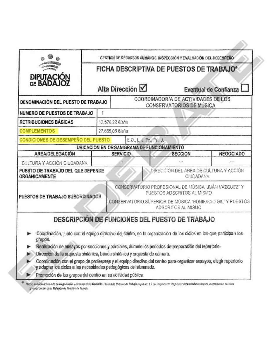 Portada del contrato de David Sánchez con la Diputación de Badajoz