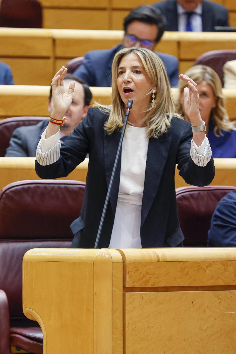 La senadora del PP Alicia García interviene en la sesión de control al Gobierno celebrada este martes en el Senado