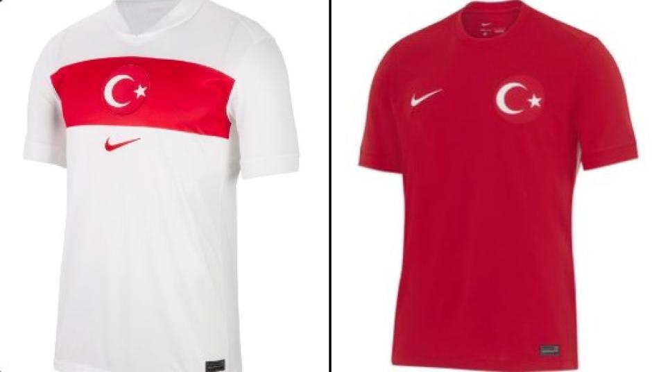 Turquía: la primera equipación de Turquía será entera de color blanco con una franja ancha de color rojo, justo encima de la marca y con el escudo en medio. Su segunda camiseta es entera de color rojo.