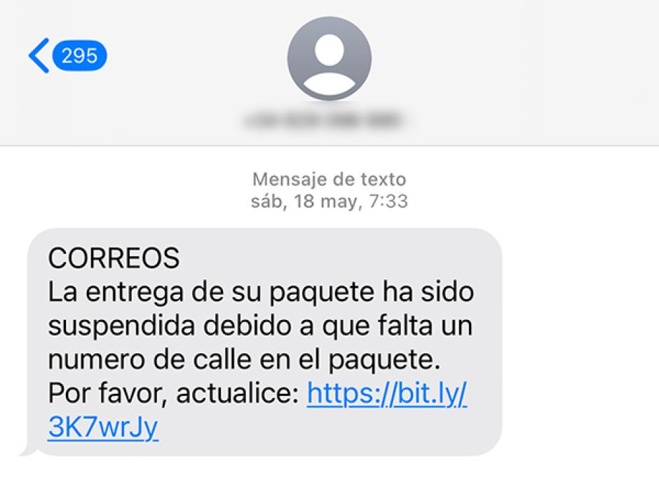 Mensaje fraudulento en nombre de Correos