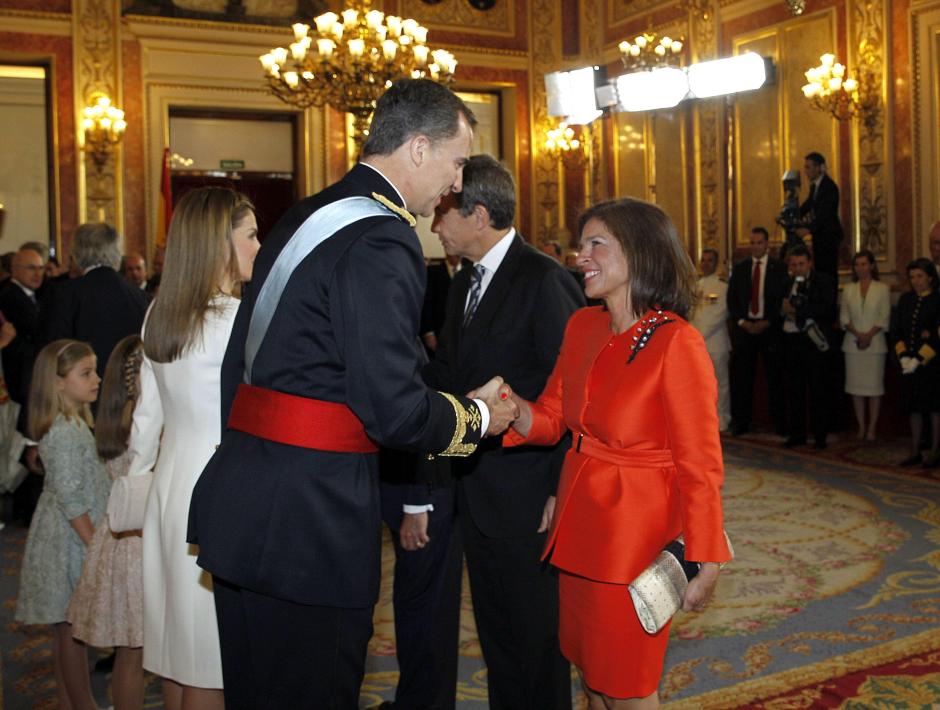 Ceremony the proclamation of Prince Felipe of Borbon and Greece as King Felipe VI at the Spanish parliament in Madrid, Spain , Spain , Thursday June 19 , Madrid "
Pictured : Ana Botella
*POOL*** NO VENTAS
